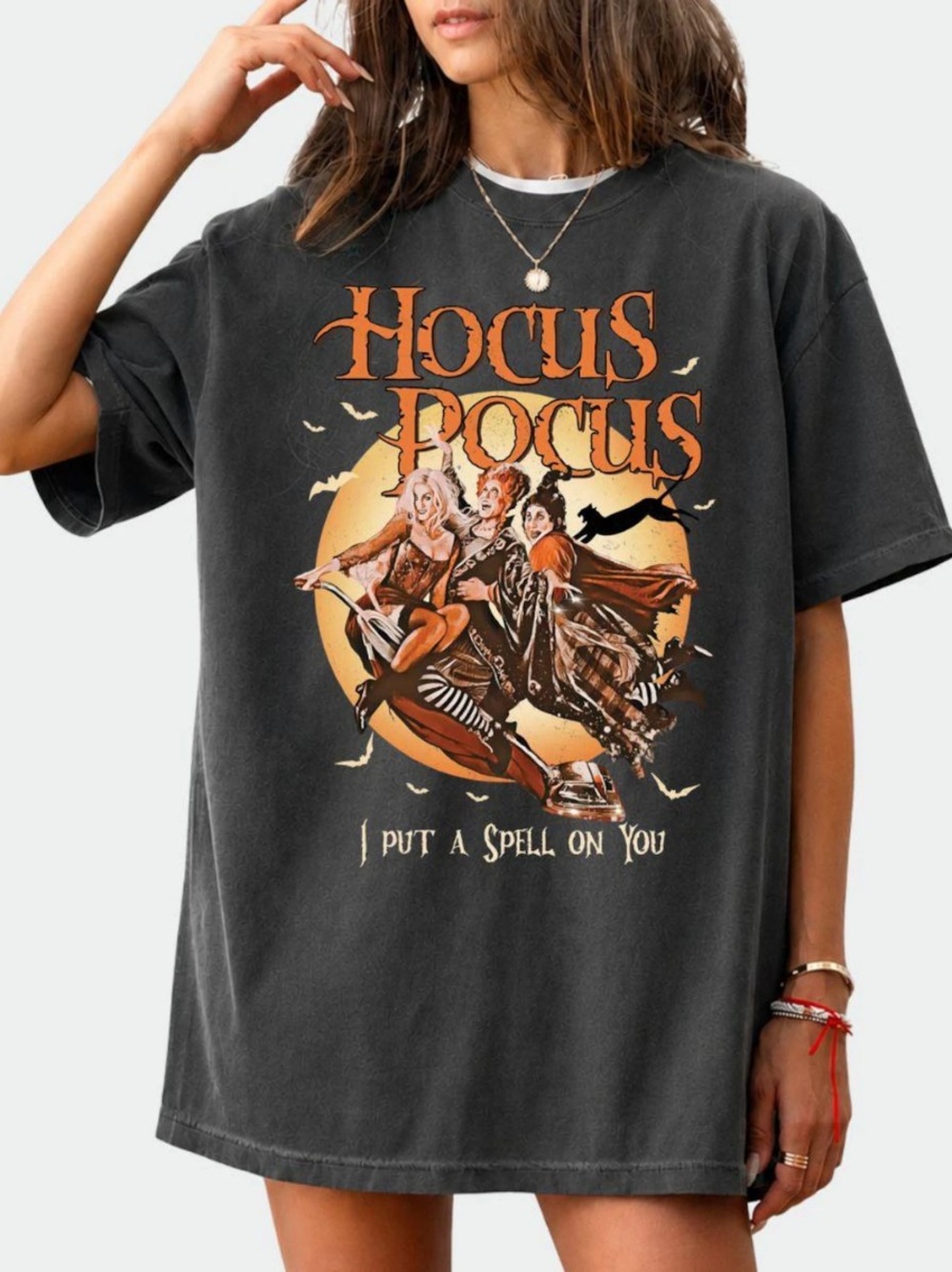 Comfort Colors Hocus Pocus Graphic Tee - Pepper with Orange Print